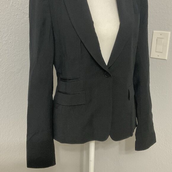 Reiss Women's Long Sleeve Lined One Button Blazer Black Size 8 Wool Blend - Picture 3 of 8